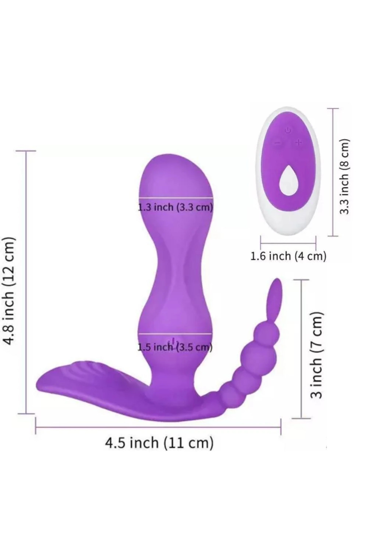JAIN Kablosuz Kumandalı G-Spot Anal ve Klitoris Uyarıcı Külot İçi Giyilebilir 3 in 1 Vibratör - Mor - Görsel 6