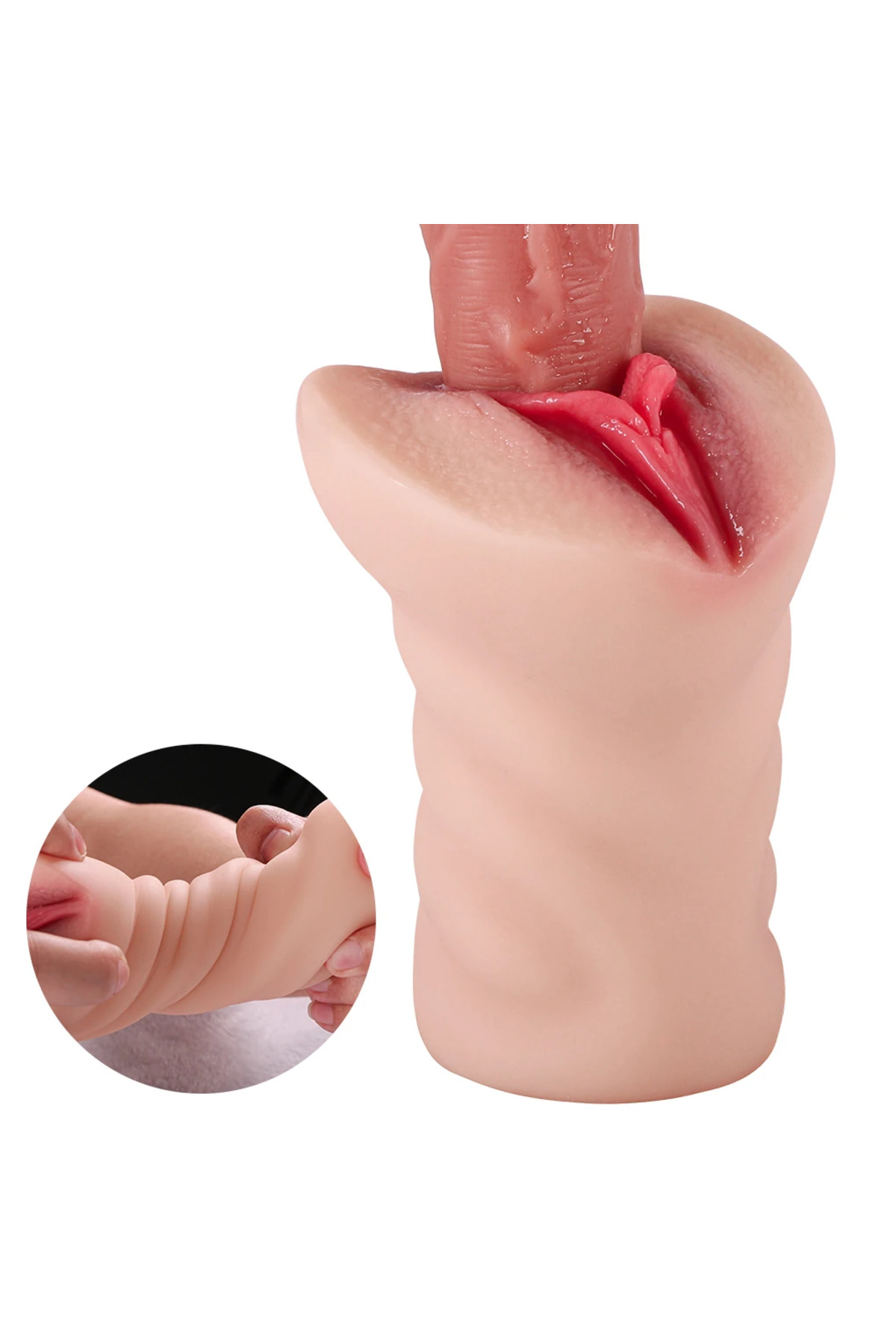 Premium Masturbator Maria - Realistik Dokulu Ten Rengi Titreşimli Suni Vajina - Görsel 6