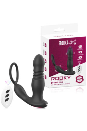 PRIME TOYS Rocky Şarjlı Uzaktan Kontrol Penis Halkalı İleri Geri Hareketli Uyarıcı Vibratör