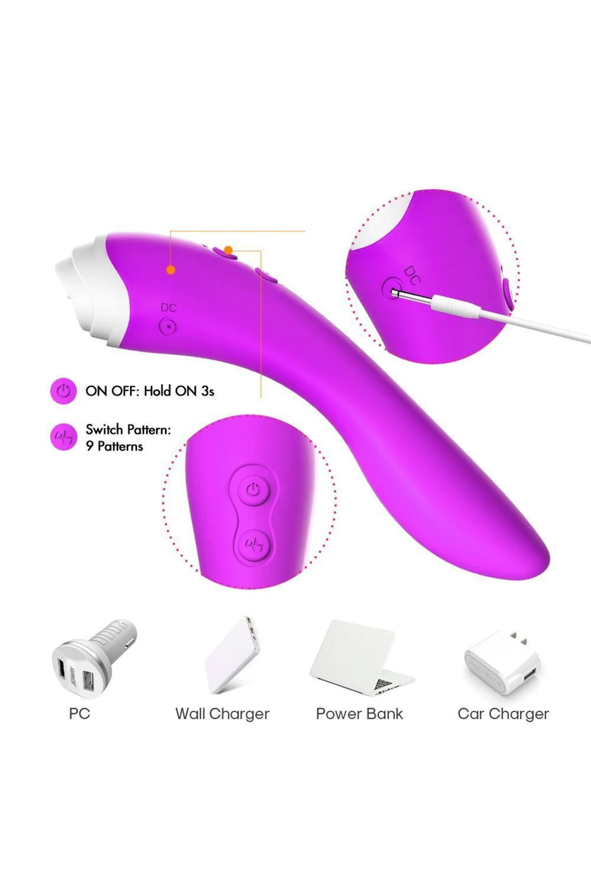 FAIRYLAND 9+9 Modlu Klitoris ve G-Spot Uyarıcı 2 in 1 Dil Vibratör - Mor - Görsel 7