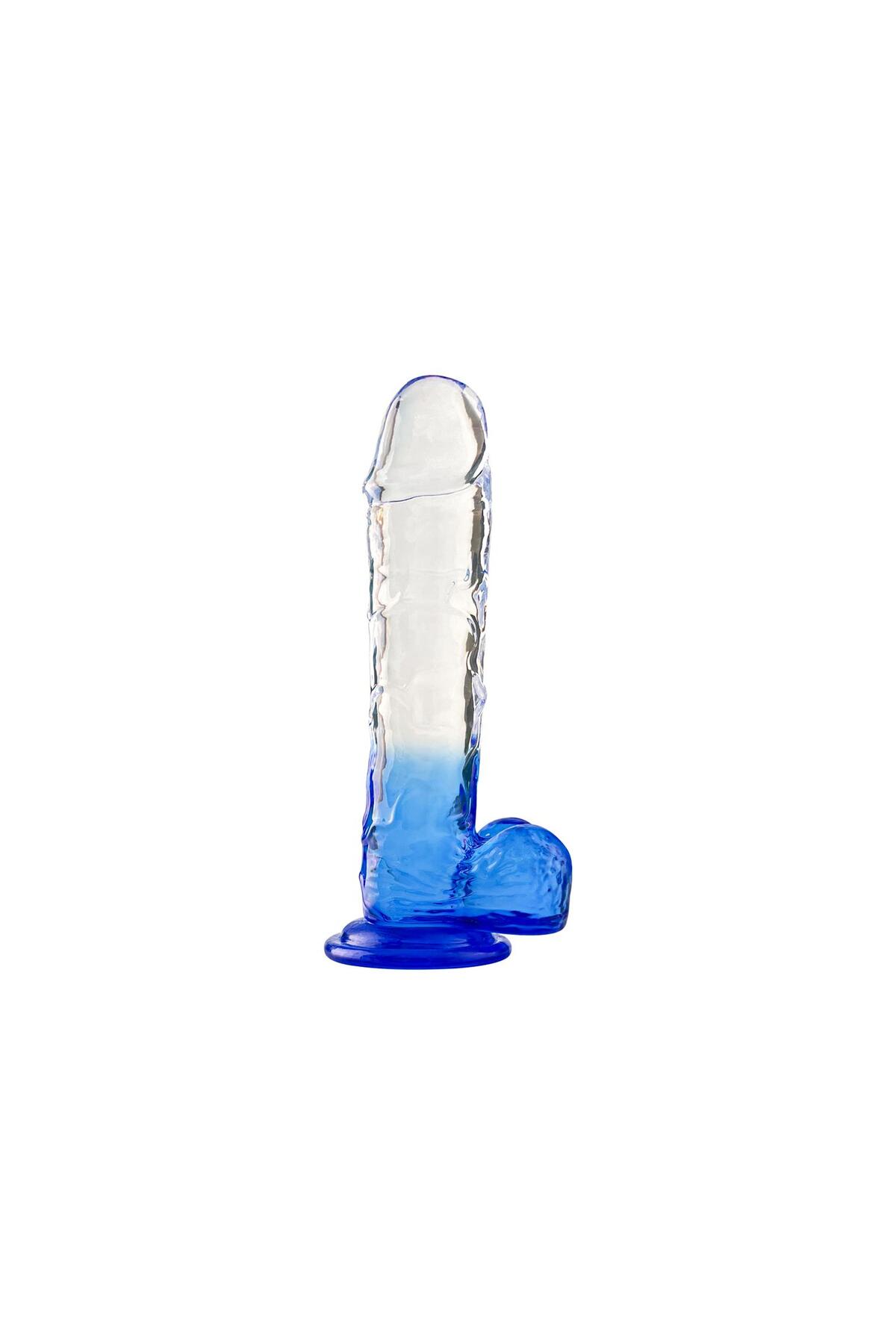 Silikon Şeffaf Mavi Realistik Dildo 15 cm