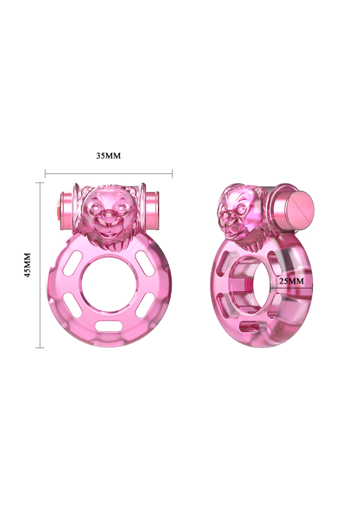 Bear Pink Güçlü Titreşimli Süper Silikon Penis Halkası Yüzüğü - Görsel 4