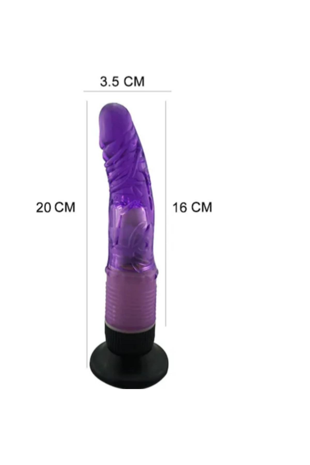 20 CM Anal ve Vajinal Mor Titreşimli Jel Vantuzlu Vibratör Dildo - Görsel 2