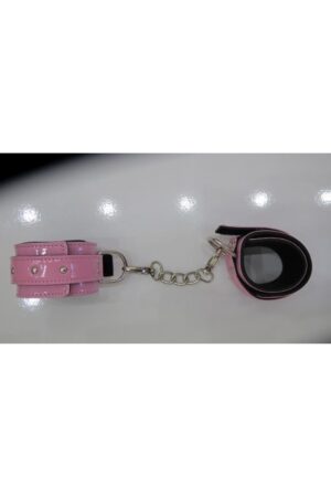 PEMBE RENKLİ DERİ EL KELEPÇESİ FANTEZİ EL KELEPÇESİ PEMBE
