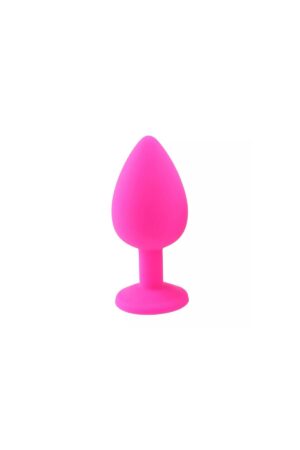 Elmas Taşlı Silikon Kaplı Anal Plug L Büyük Boy 9 cm Pembe