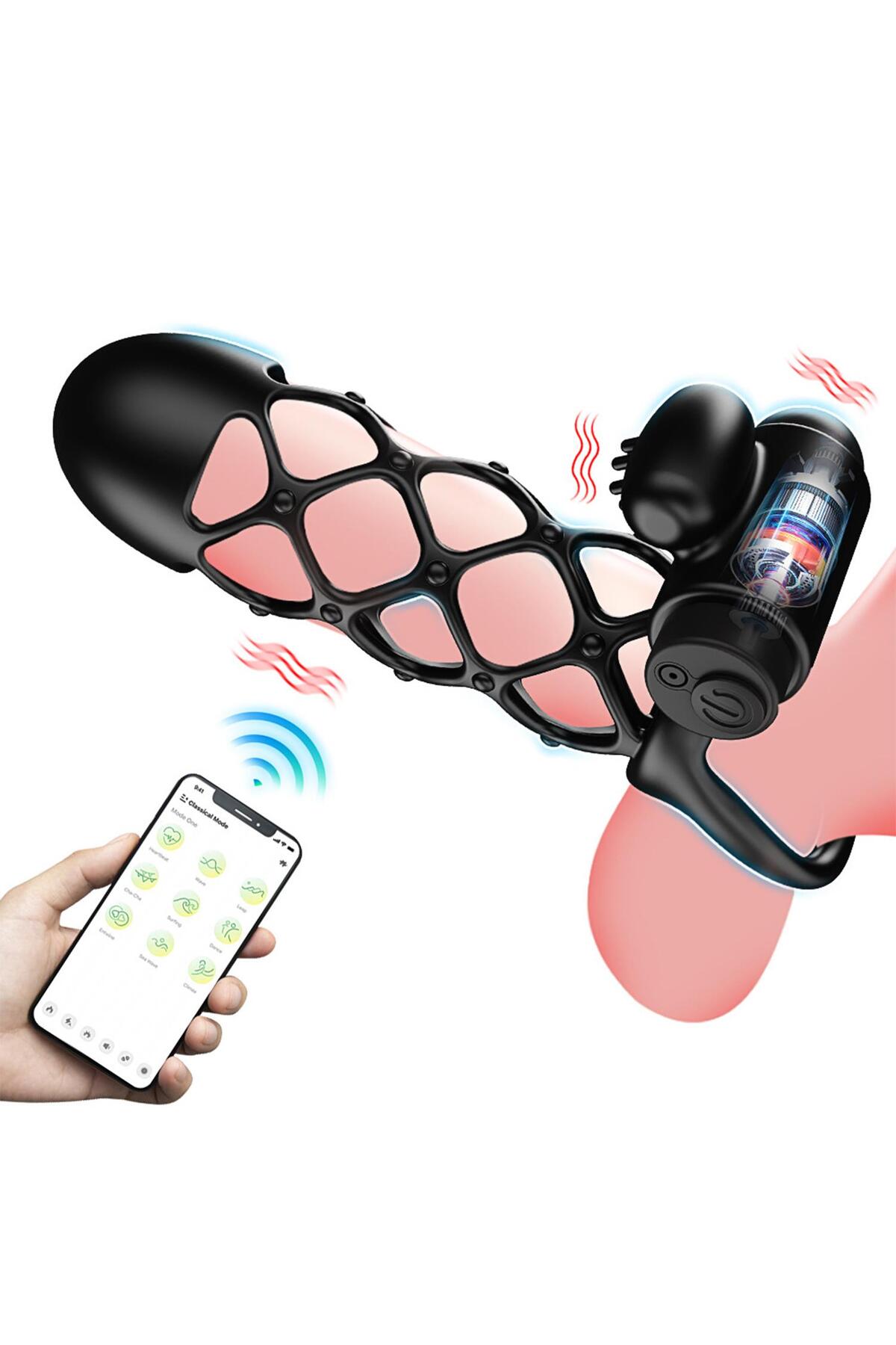 Telefon Kontrollü Titreşimli Penis Kılıfı – Şarjlı