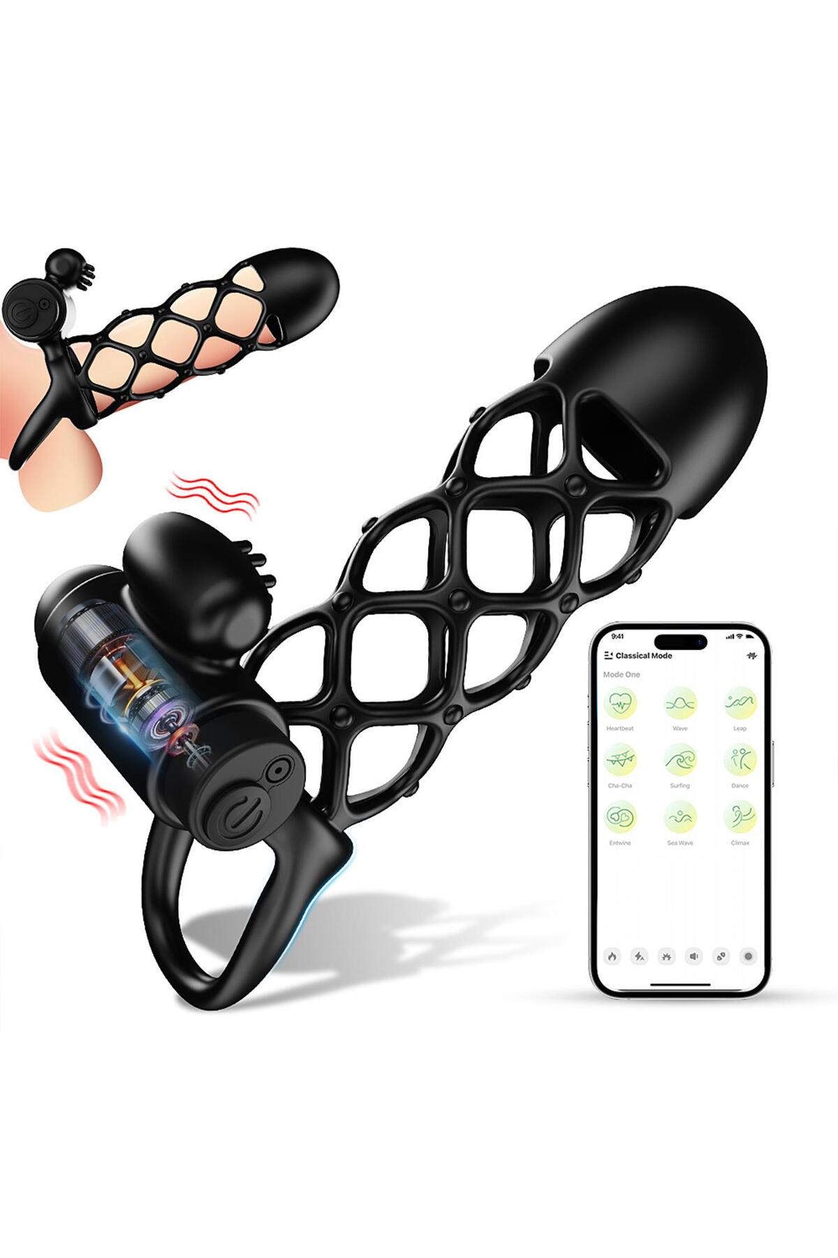Telefon Kontrollü Titreşimli Penis Kılıfı – Şarjlı - Görsel 2