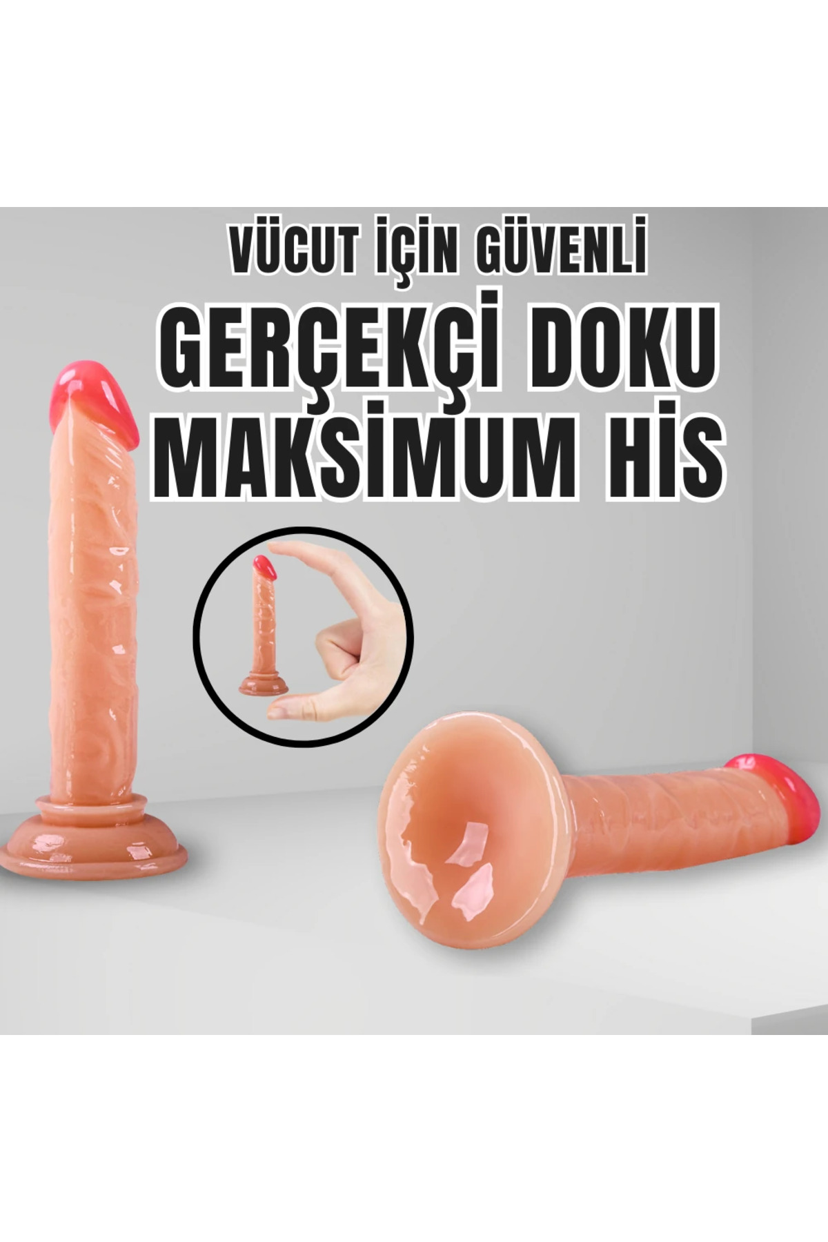 UNIQUE Realistik Dokuda Mini Dildo Vantuzlu Gerçekçi Yapay Penis 14 CM - Görsel 6