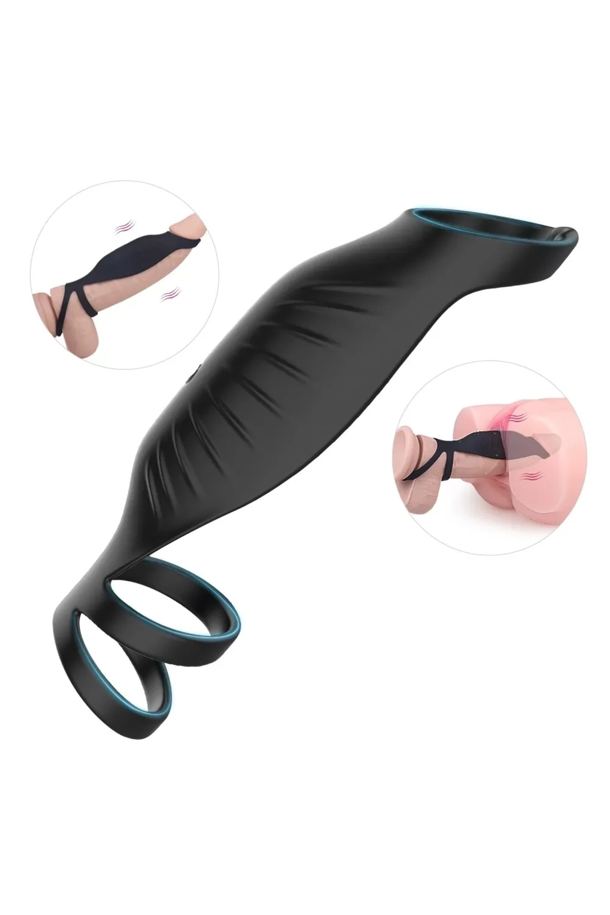 Carnivore Şarjlı G Nokta Uyarıcı Penis Kılıfı Güçlü Titreşimli Testis Halkalı Vibratör Penis Yüzüğü