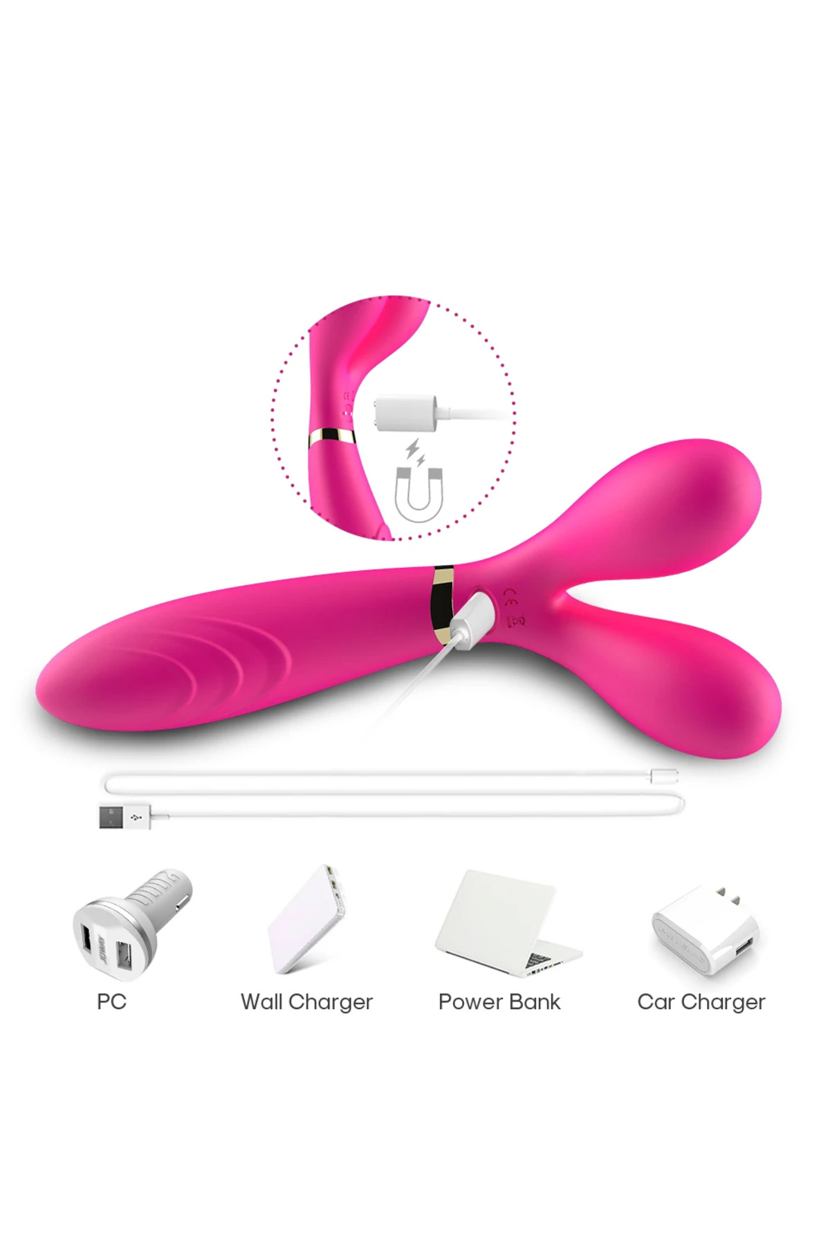 PRIME TOYS Y-Wand Şarjlı Güçlü Titreşimli Bükülebilir G Nokta ve Klitoris Uyarıcı Masaj Vibratör - Görsel 5