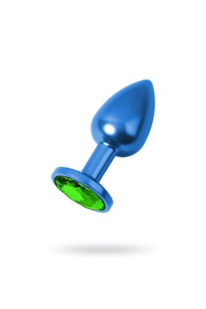 Metal Yeşil Taşlı Mavi Anal Plug Orta Boy
