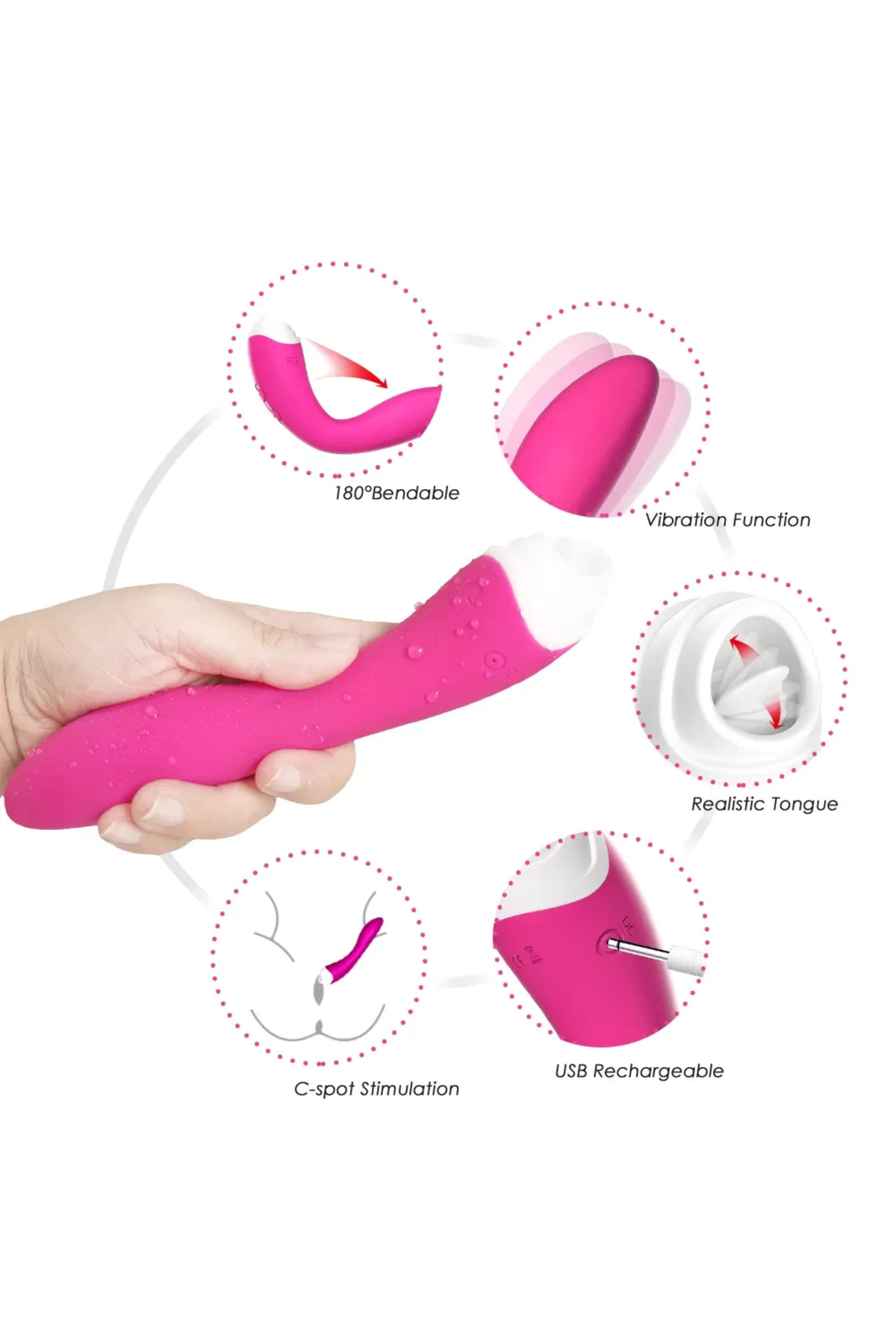 FAIRYLAND 9+9 Modlu Klitoris ve G-Spot Uyarıcı 2 in 1 Dil Vibratör - Pembe - Görsel 3