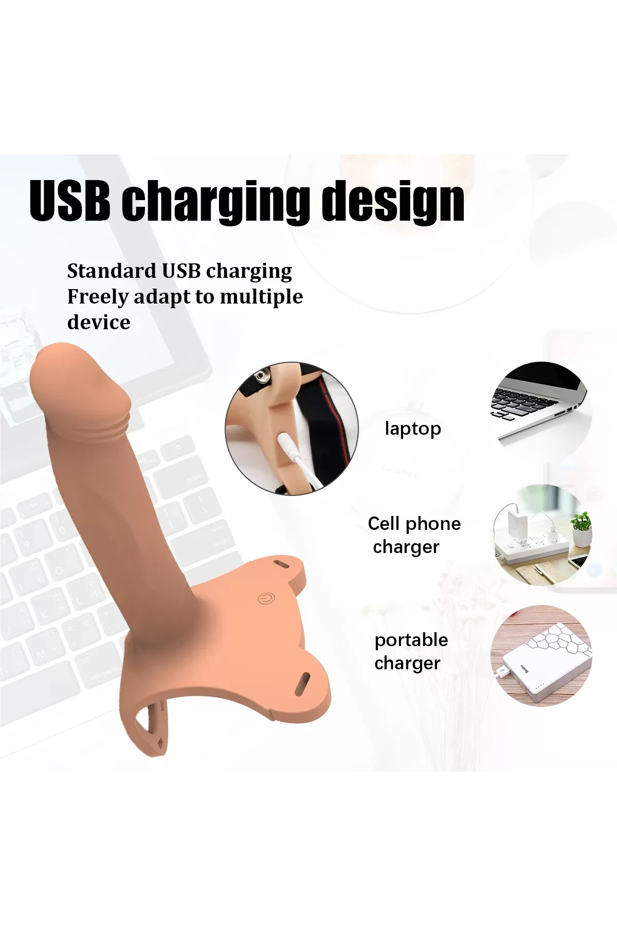 Şarjlı Ultra Yumuşak Dokulu İçi Boş Belden Bağlamalı Realistik Vibratör - Görsel 4
