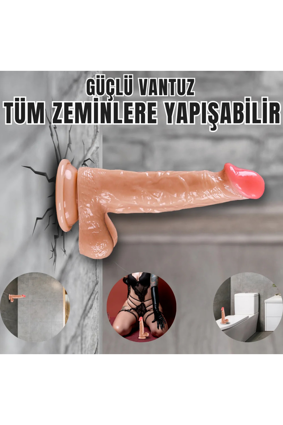 UNIQUE Realistik Dokuda Damarlı Dildo Vantuzlu Gerçekçi Yapay Penis 18 CM - Görsel 3