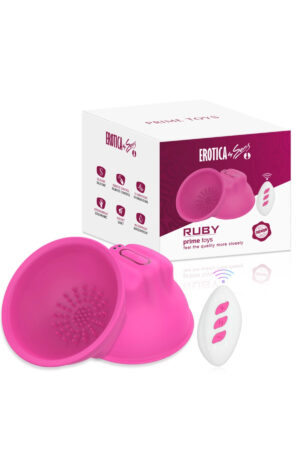 PRIME TOYS Ruby Şarjlı Uzaktan Kumandalı Meme Ucu Masajı Tırtıklı 2 in 1 Göğüs Uyarıcı Vibratör