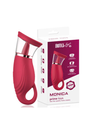 PRIME TOYS Monica Şarjlı Tutma Aparatlı Emiş Titreşim Dil Yalama 3 in 1 Klitoris Uyarıcı Vibratör