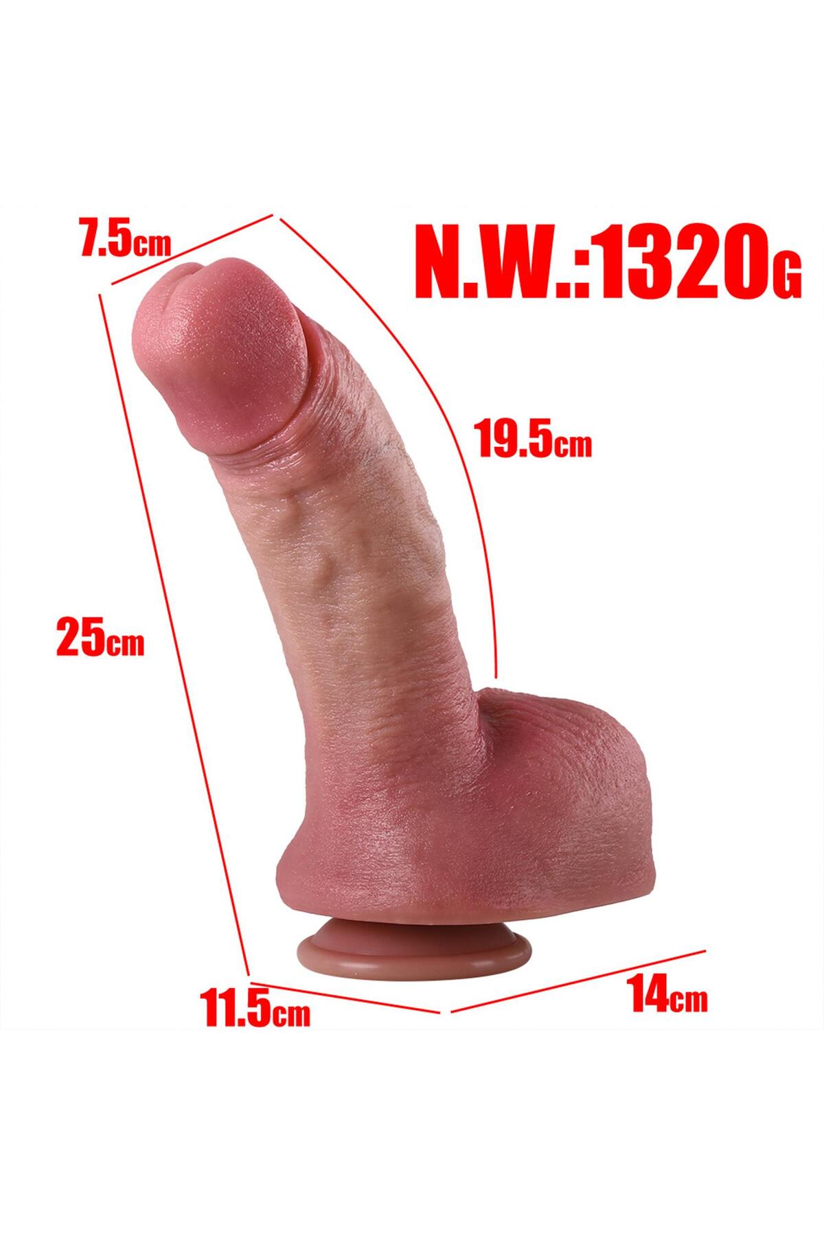 Pembe Tilki Vakum Tabanlı Büyük Boy Realistik Dildo 25 cm - Görsel 5