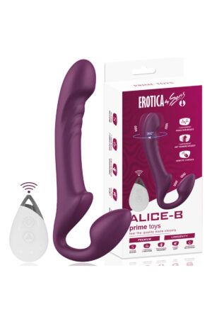PRIME TOYS Alice Şarjlı Uzaktan Kumandalı Rotasyon Hareketli Çift Taraflı Strapless Strapon Vibratör