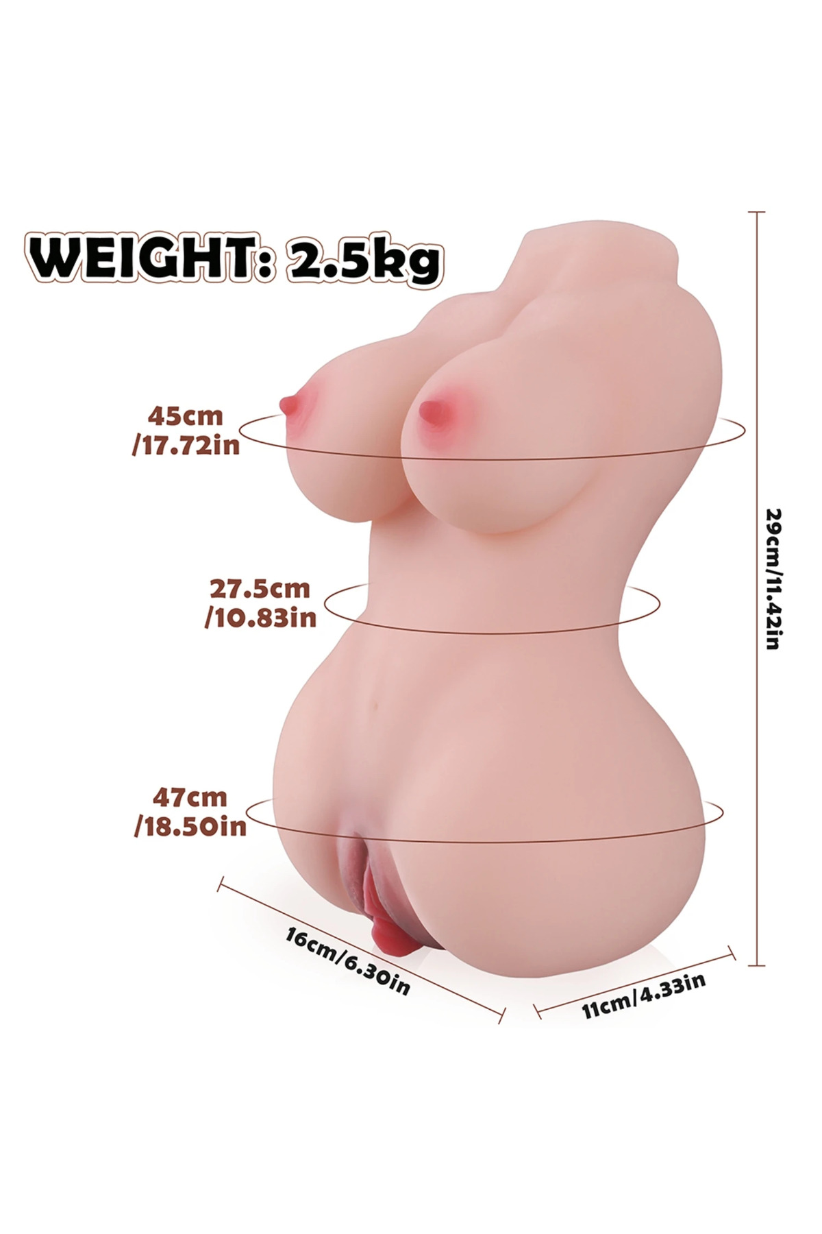 Premium Torso Masturbator Lola - Anal Vajina Girişli Realistik Manken 2 in 1 Suni Titreşimli Vajina - Görsel 8