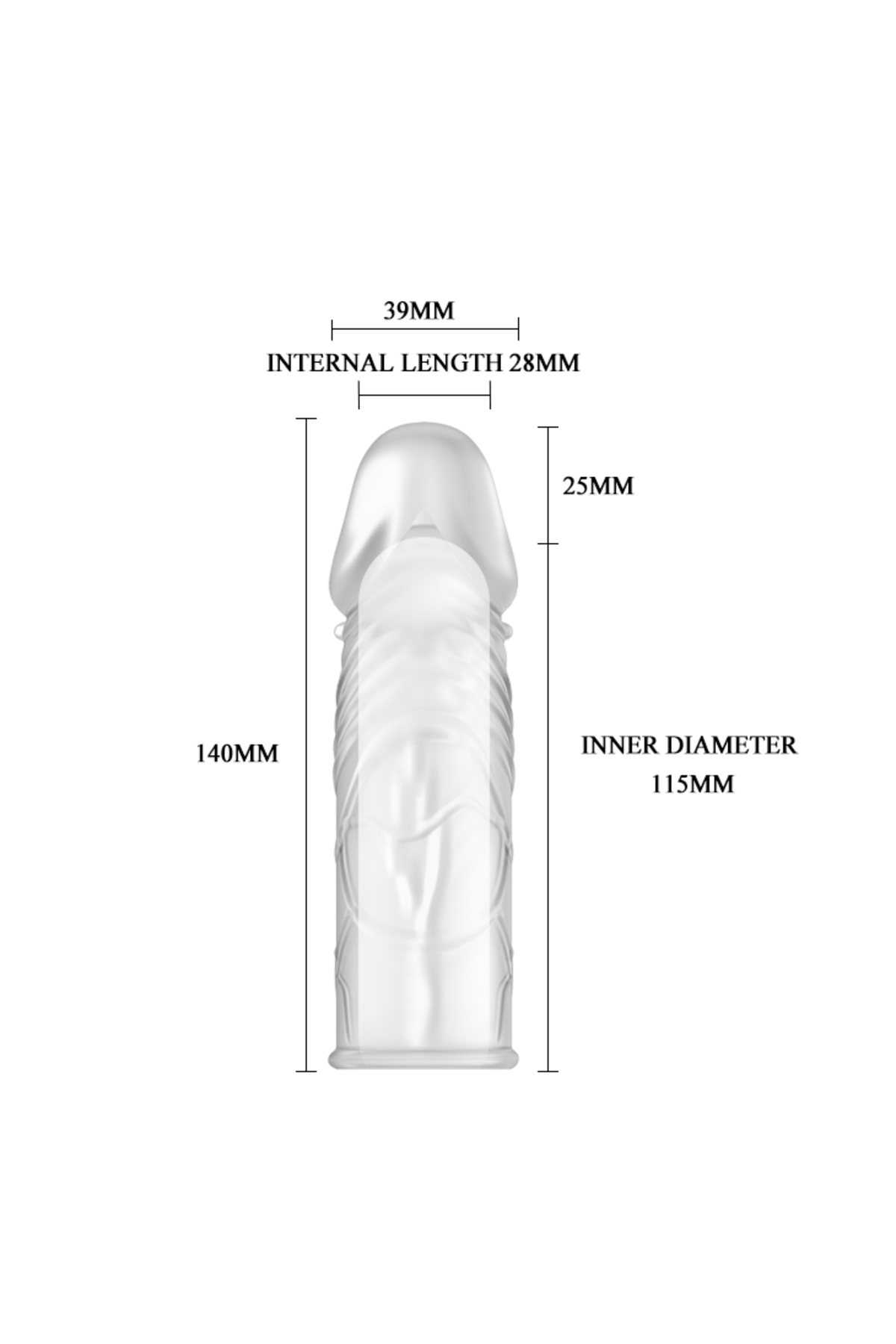 Sleeve Damarlı Uzatmalı Şeffaf Silikon Penis Kılıfı Kristal Dildo - Görsel 4