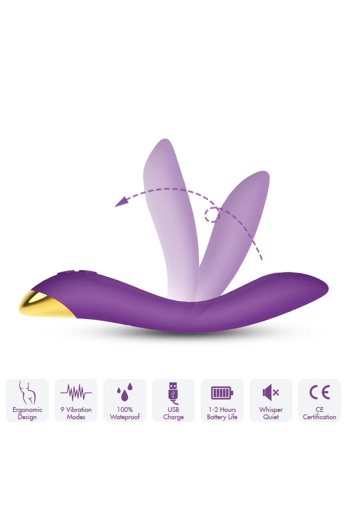 PRIME TOYS Flamingo Şarjlı Esnek G Spot Uyarıcı Çok Açılı Vibratör - Mor - Görsel 3