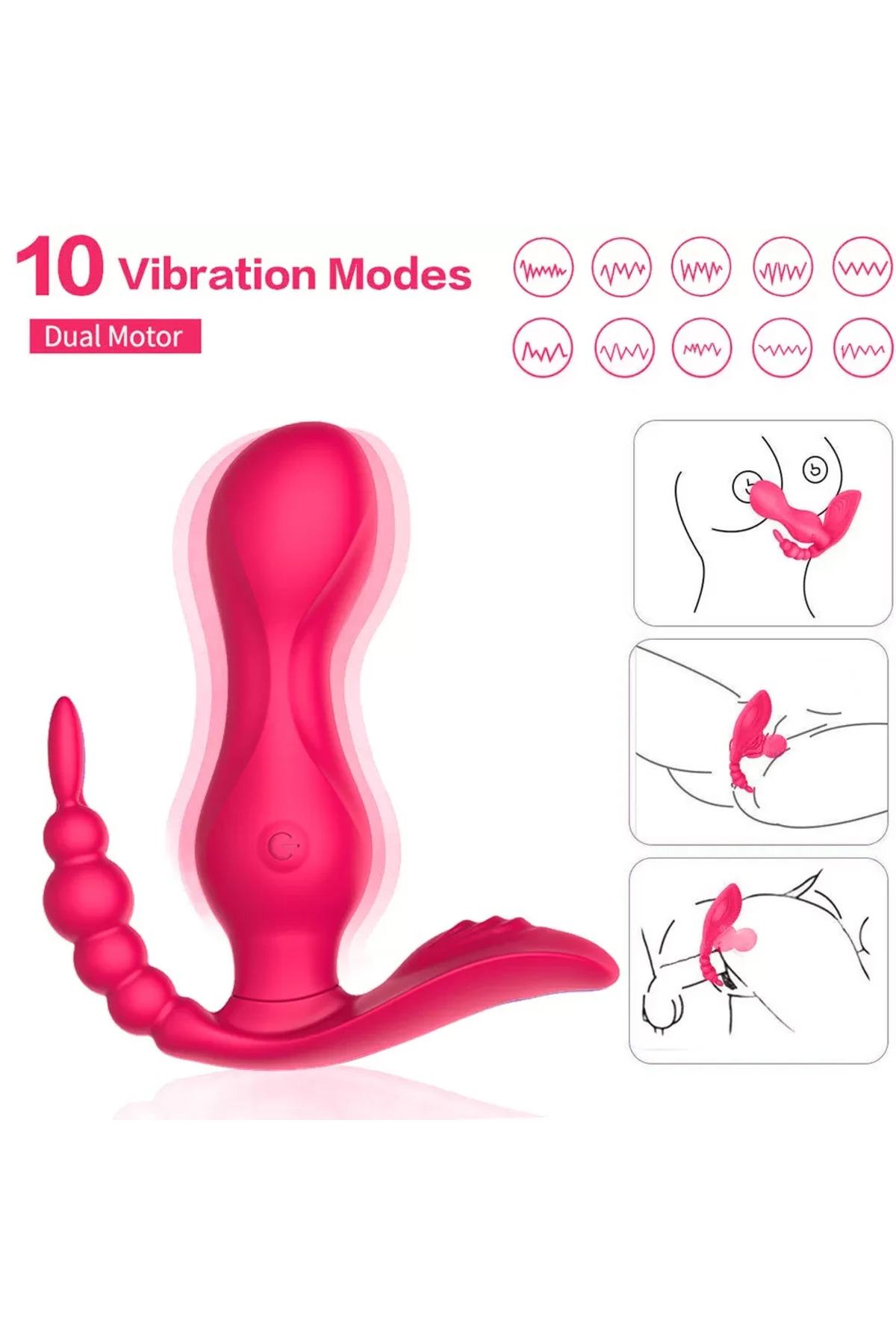 JAIN Kablosuz Kumandalı G-Spot Anal ve Klitoris Uyarıcı Külot İçi Giyilebilir 3 in 1 Vibratör - Görsel 2