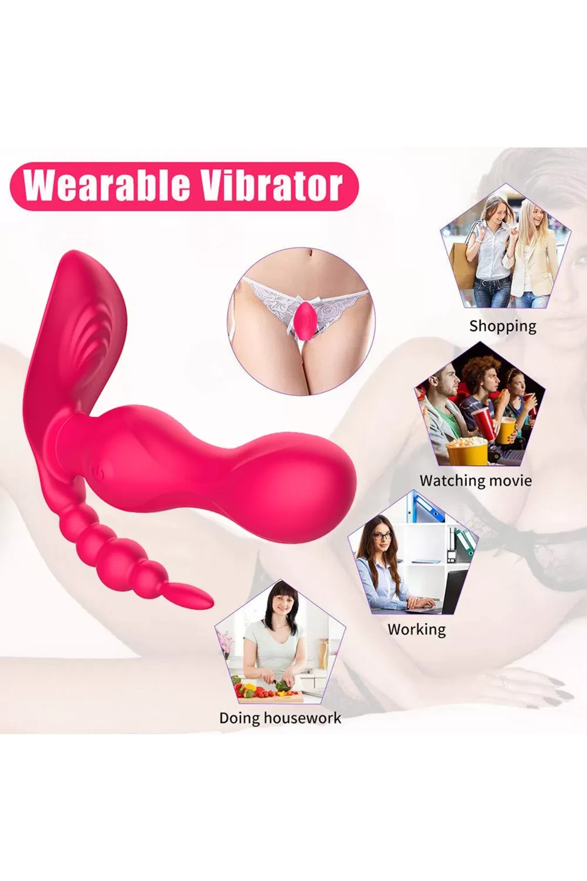 JAIN Kablosuz Kumandalı G-Spot Anal ve Klitoris Uyarıcı Külot İçi Giyilebilir 3 in 1 Vibratör - Görsel 4