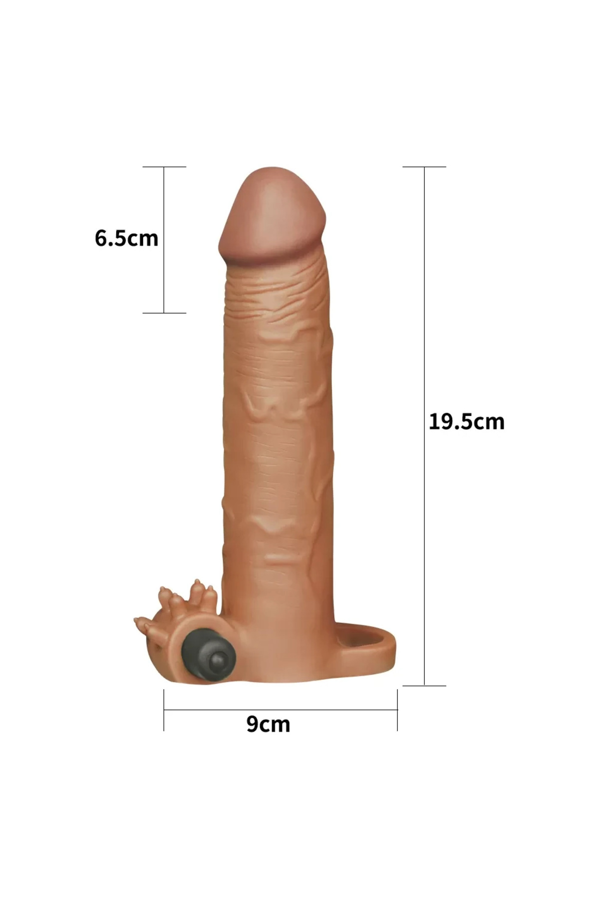 7.5 CM Dolgulu Gerçekçi Melez Doku Titreşimli Penis Kılıfı - Pleasure X-Tender - Görsel 5
