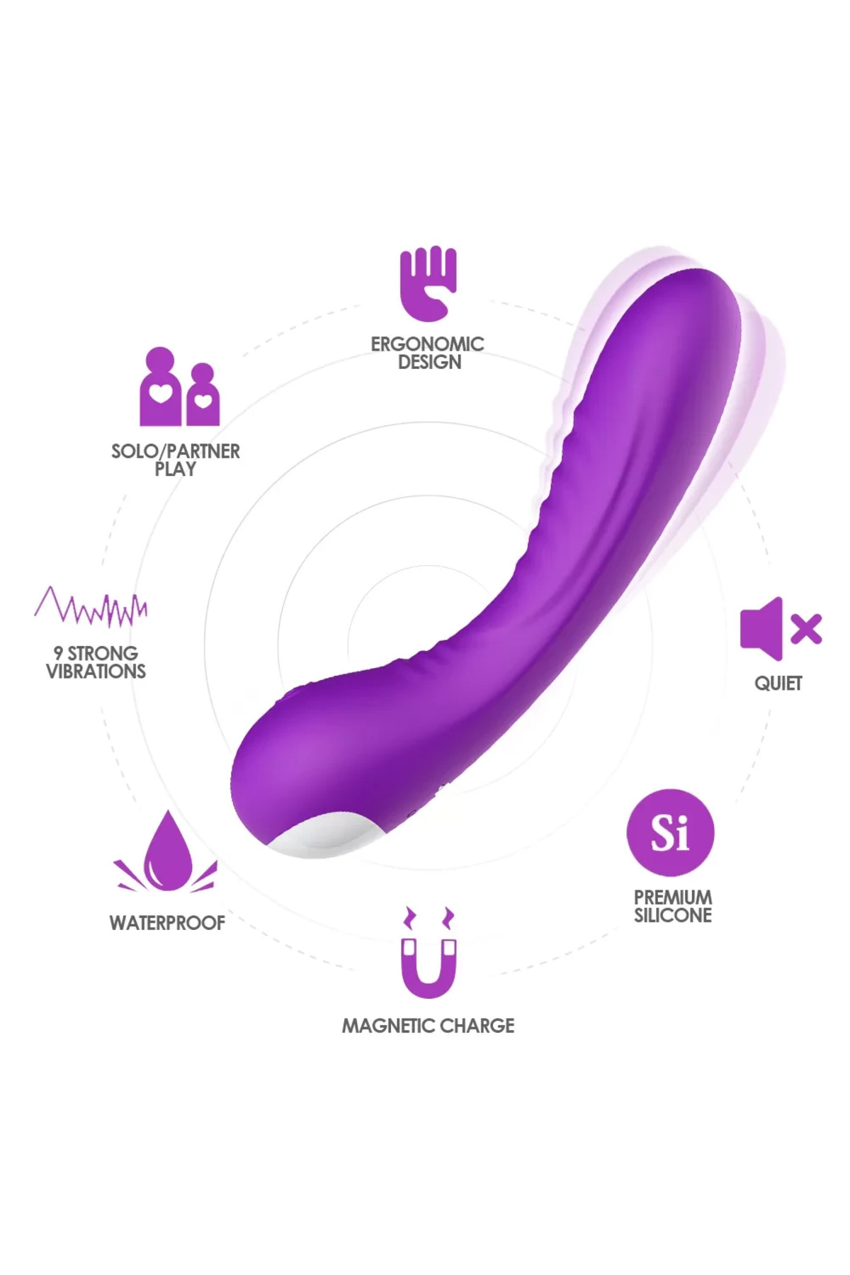 PRIME TOYS Brutal Manyetik Şarjlı G Nokta Uyarıcı Su Geçirmez Vibratör - Mor - Görsel 4