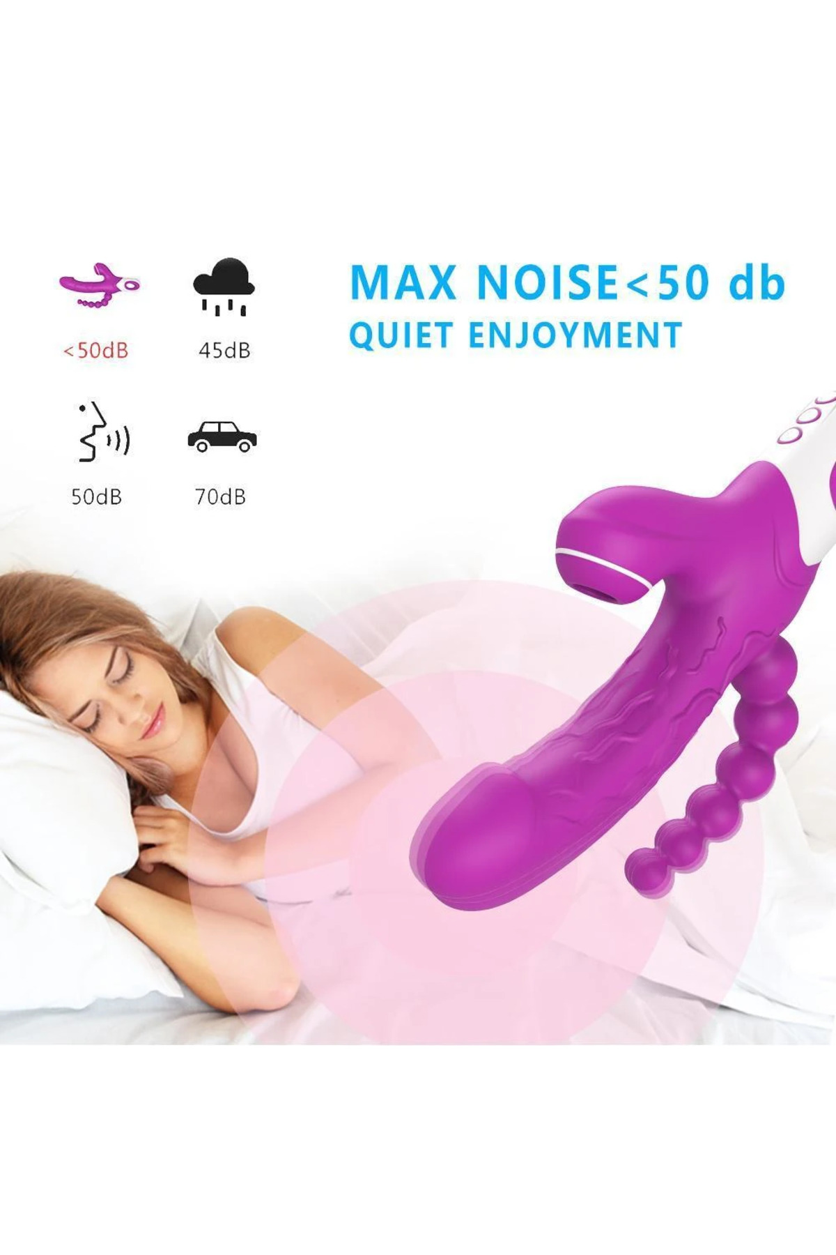 EROS Şarjlı Anal Boncuklu Emiş Güçlü 3 in 1 G Spot Üçlü Dildo Vibratör - Görsel 6