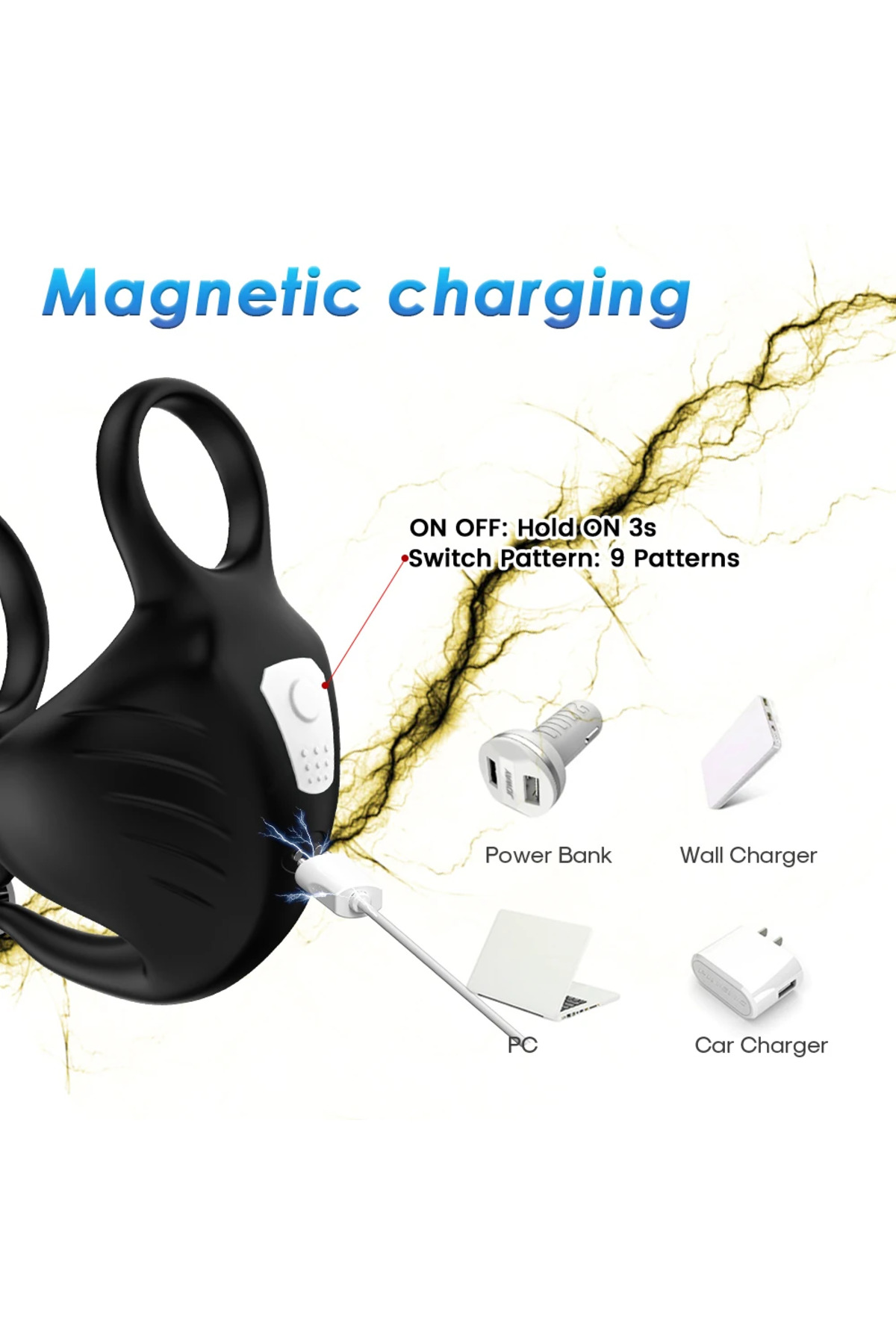 PRIME TOYS Lock Pro Şarjlı Güçlü Titreşimli Testis ve Penis Halkalı Testis Masaj Vibratörü - Görsel 4