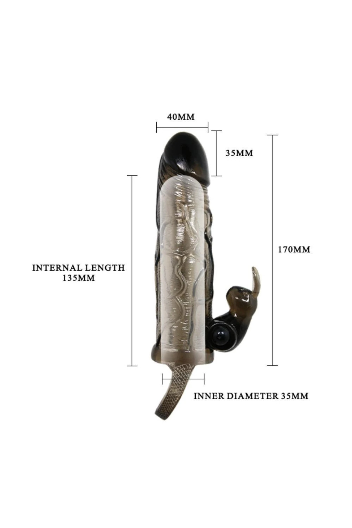 BRAVE MAN Uzatmalı Klitoris ve G-Spot Uyarıcı Titreşimli 2 in 1 Silikon Penis Kılıfı - Görsel 6