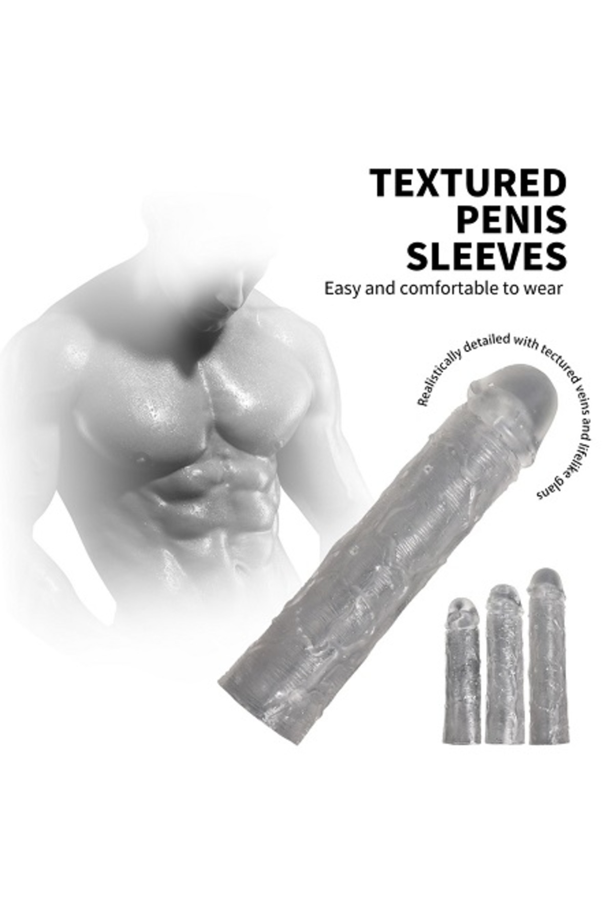 3lü Penis Kılıfı Set Ucu Dolgulu Uzatmalı Prezervatif Dildo Penis