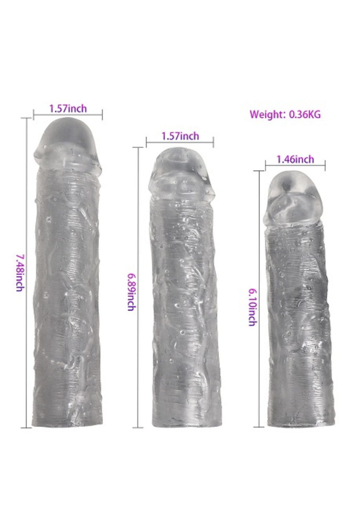 3lü Penis Kılıfı Set Ucu Dolgulu Uzatmalı Prezervatif Dildo Penis - Görsel 3