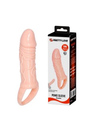 Breyden 16 CM Testis Halkalı 3 CM Dolgulu Silikon Penis Kılıfı