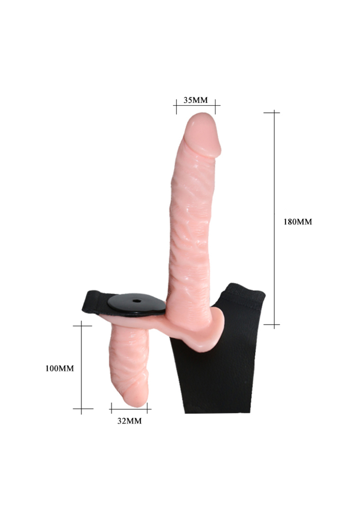 Double Belden Bağlamalı Anal Plug ve Realistik Titreşimli Penis - Görsel 5