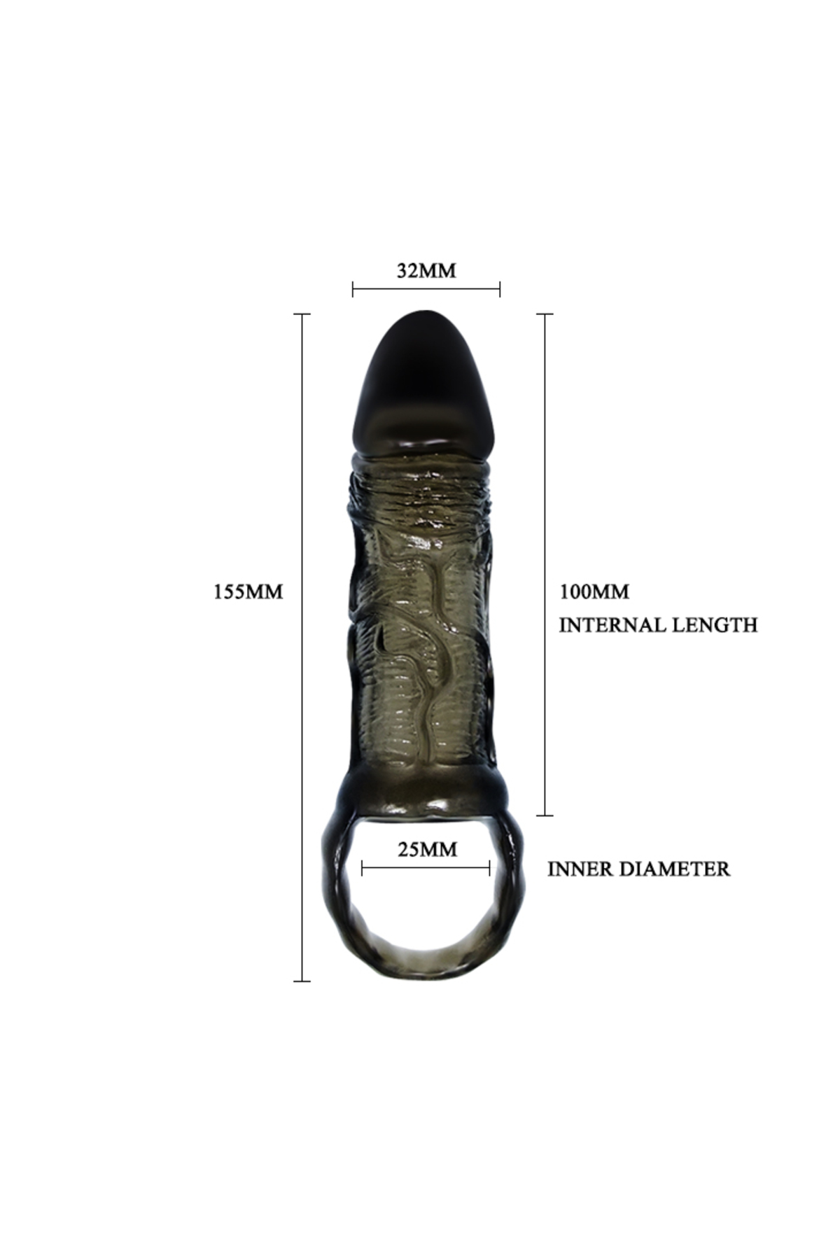 Breyden 16 CM Siyah Uzatmalı Silikon Penis Kılıfı Dildo - Görsel 4