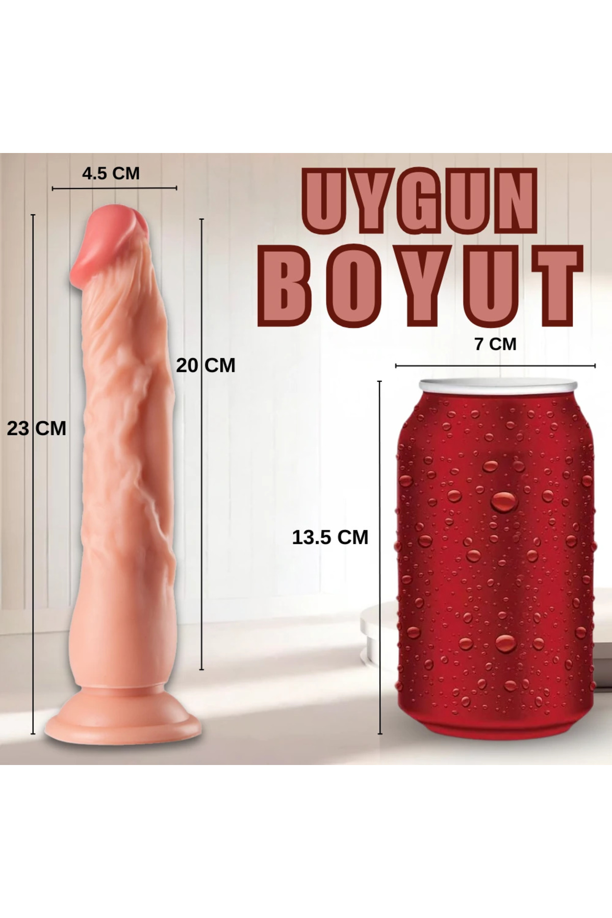 UNIQUE Realistik Dokuda Dildo Vantuzlu Damarlı Gerçekçi Yapay Penis 23 CM - Görsel 6