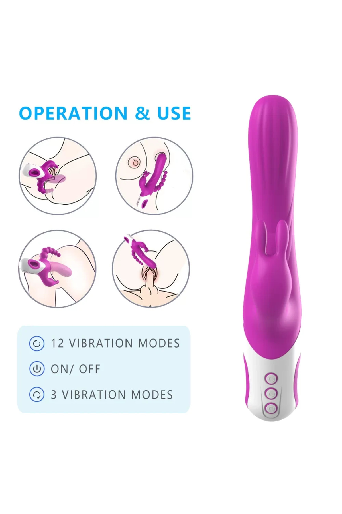 EDEN Şarjlı Anal Boncuklu 3 in 1 G Spot Üçlü Vibratör - Görsel 2