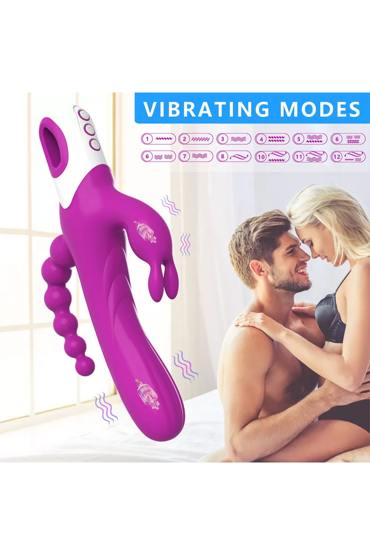 EDEN Şarjlı Anal Boncuklu 3 in 1 G Spot Üçlü Vibratör - Görsel 3