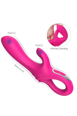 DAGGERS Çift Katmanlı Bükülebilir Su Geçirmez Klitoris ve G-Spot Uyarıcı Vibratör
