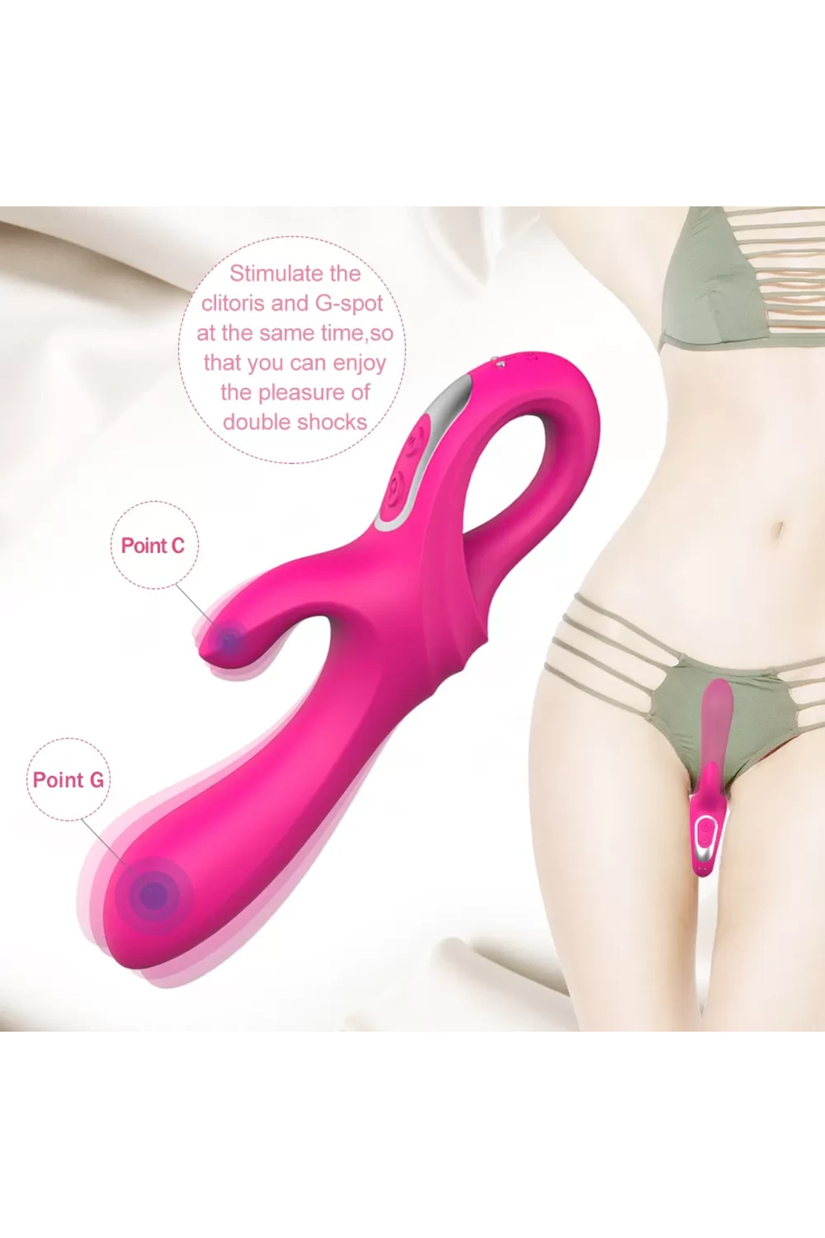 DAGGERS Çift Katmanlı Bükülebilir Su Geçirmez Klitoris ve G-Spot Uyarıcı Vibratör - Görsel 3