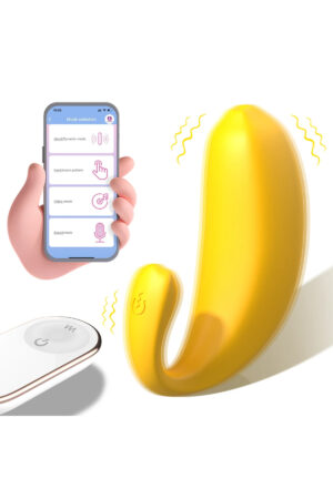 Banana App Telefon Kontrollü Şarjlı G Nokta ve Klitoris Uyarıcı 2 in 1 Giyilebilir Mini Vibratör