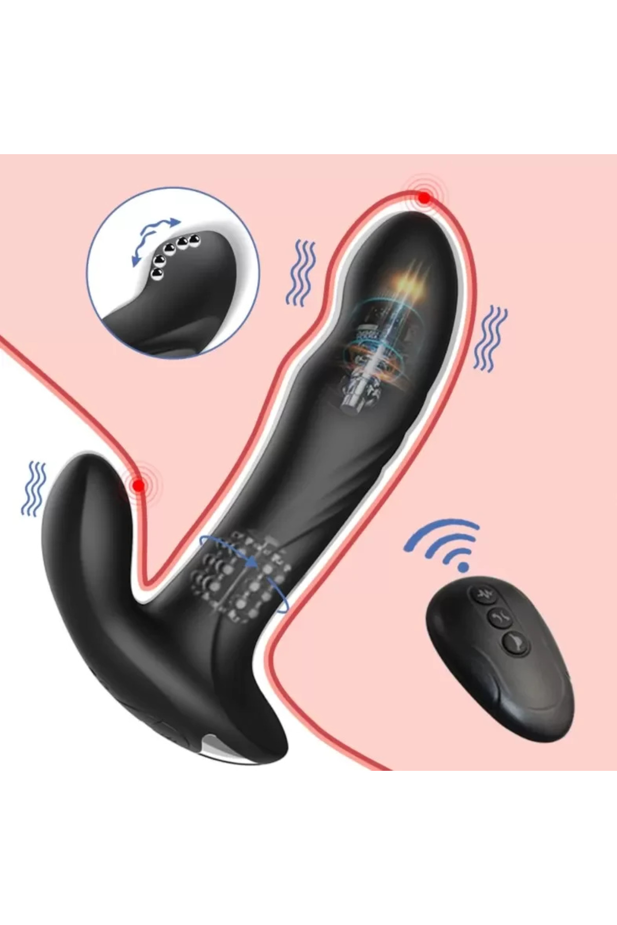 PROSTATE MASSAGER Kablosuz Kumandalı Şarjlı Hareketli Perine ve Masaj Vibratör - Görsel 4