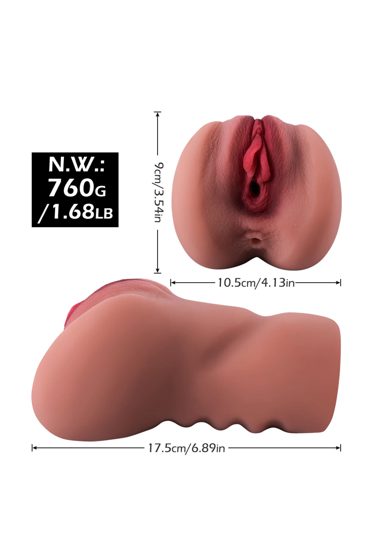 Premium Masturbator Natasha - Realistik Dokulu Melez Anal Vajinal 2 in 1 Titreşimli Suni Vajina - Görsel 8