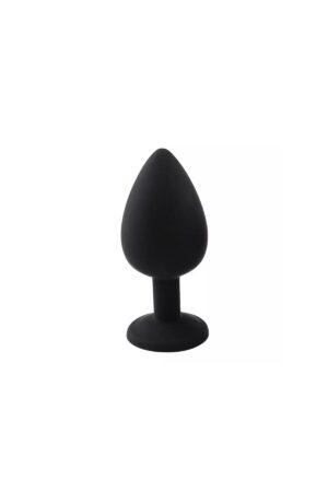 Elmas Taşlı Silikon Kaplı Anal Plug L Büyük Boy 9 cm Siyah