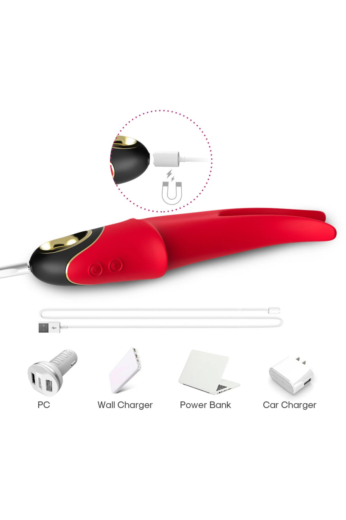 PRIME TOYS Shadow Şarjlı G Nokta ve Klitoris Uyarıcı Yeni Nesil Masaj Vibratör - Kırmızı - Görsel 6