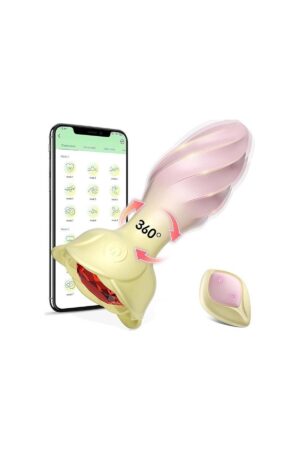 Akıllı Uygulama Kontrollü Çiçek Tasarımlı 360° Döner Vibratör – 10 Mod, Su Geçirmez, USB Şarjlı