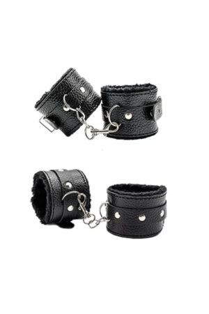 Fetish Beginner El ve Ayak Kelepçesi BDSM Seti - Siyah