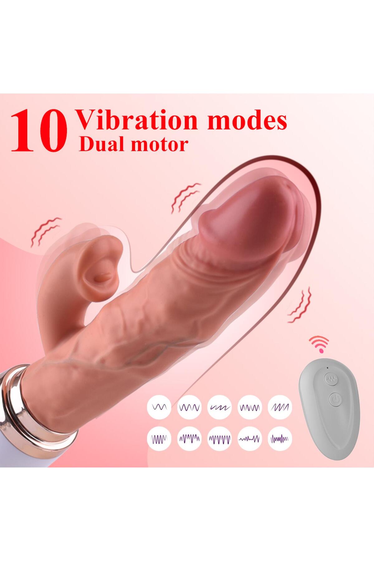 Pembe Tilki 10 Modlu Dual Motorlu Realistik Vibratör - Görsel 4